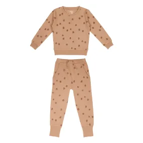 Kids' Printed Sweatshirt & Jogger Set in Nutmeg Pinecone