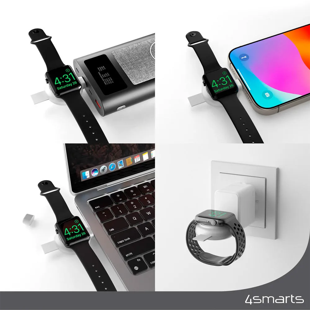 4smarts MFi Fast Charger til Apple Watch - Sølv / Hvid