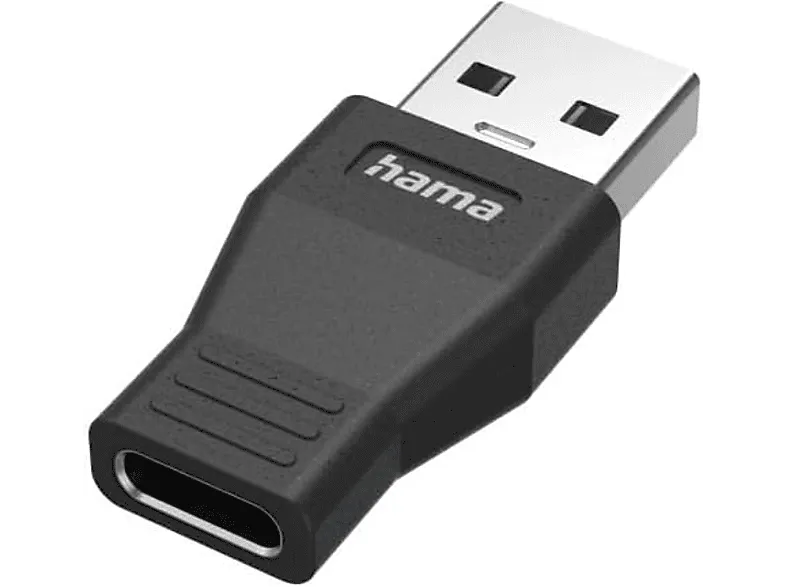 Adaptador - Hama 200354, USB-A a USB-C, USB 3.2 Gen1, 5 Gbit/s, Negro