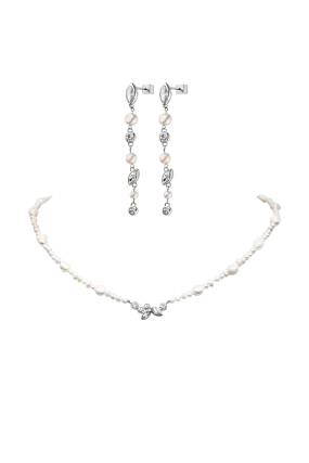 Adorn Necklace & Earrings Set Silver