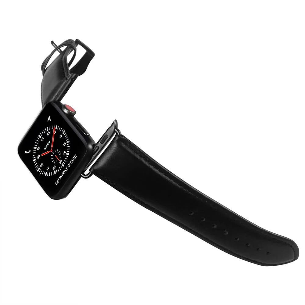 Apple Watch (38/40/SE/41MM) GEAR Buffalo Ægte Læder Rem - Sort