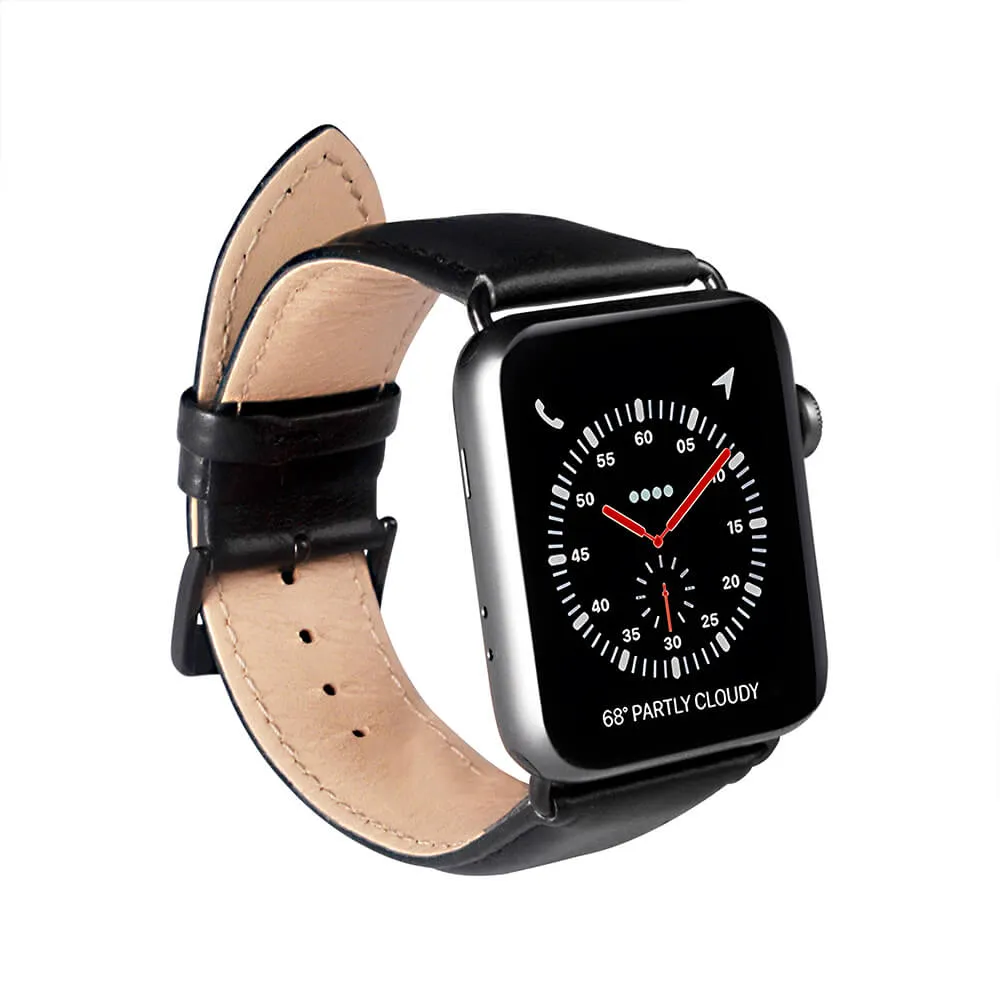 Apple Watch (38/40/SE/41MM) GEAR Buffalo Ægte Læder Rem - Sort