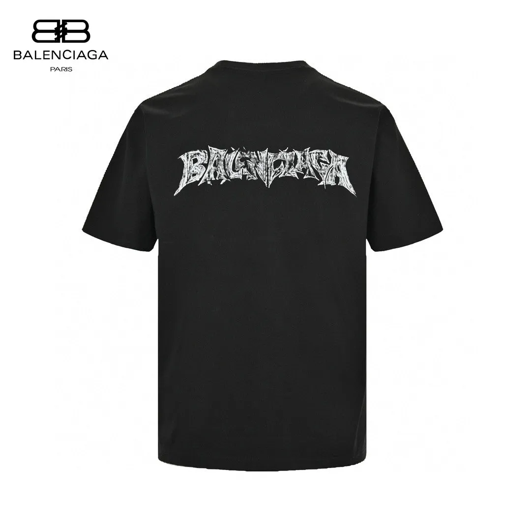 Balenciaga Distressed Logo T-Shirt in Black