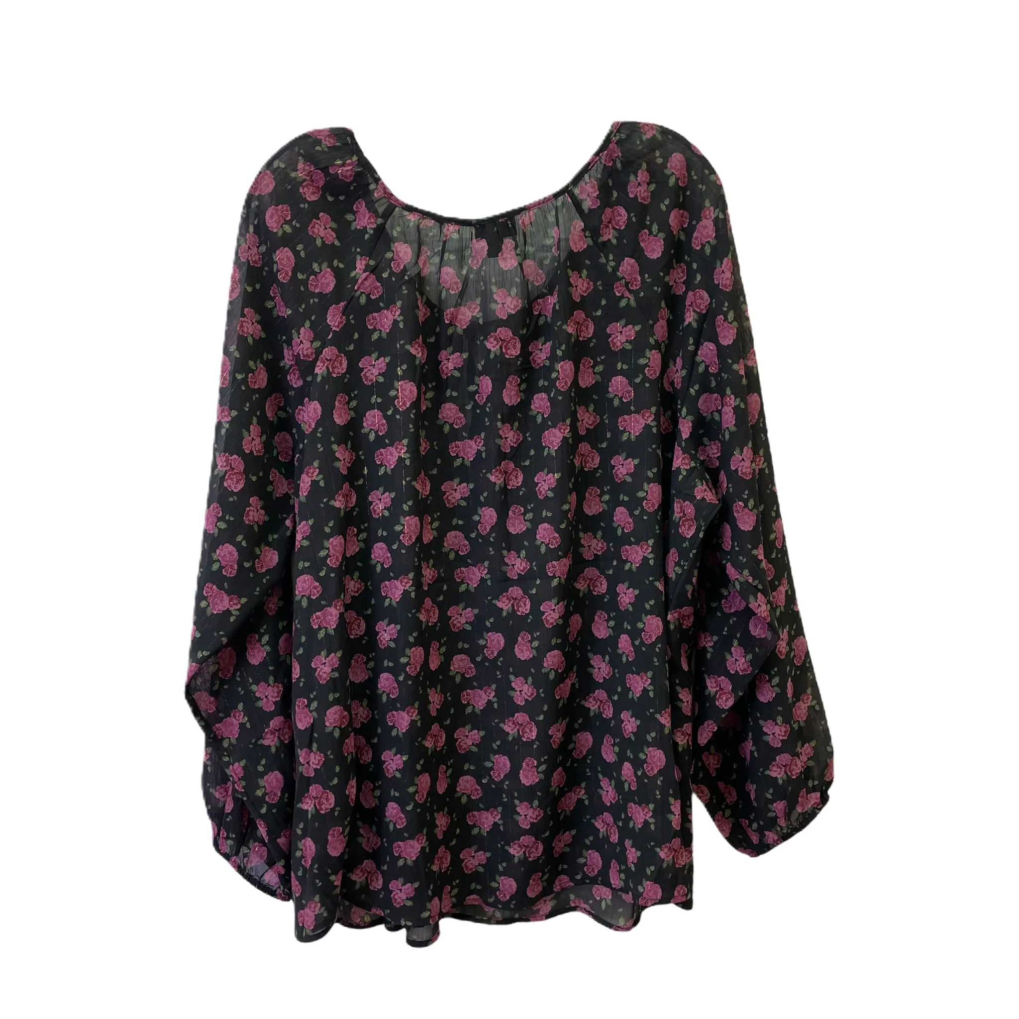 Black & Pink Top Long Sleeve By Torrid, Size: 2x