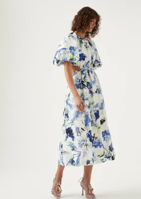 Capucine Puff Sleeve Midi - Lavenders of Province Print