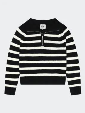 Chompa para Mujer DVK MEDIUM STRIPED QUARTER ZIP NGR