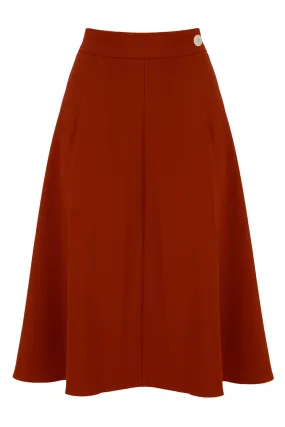 Classic 1940s Style A-Line Skirt in Rust