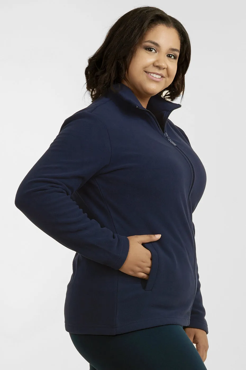 ET TU LADIES POLAR FLEECE JACKET PLUS SIZE (LPF200XE_NVY)