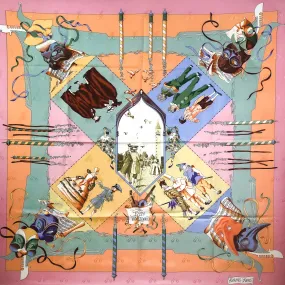 Fetes Venitiennes Hermes Scarf by Hubert de Watrigant 90 cm Silk Lute Jacquard