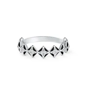 Forevermark Icon Collection Black Enamel Nine Diamond Stacking Ring