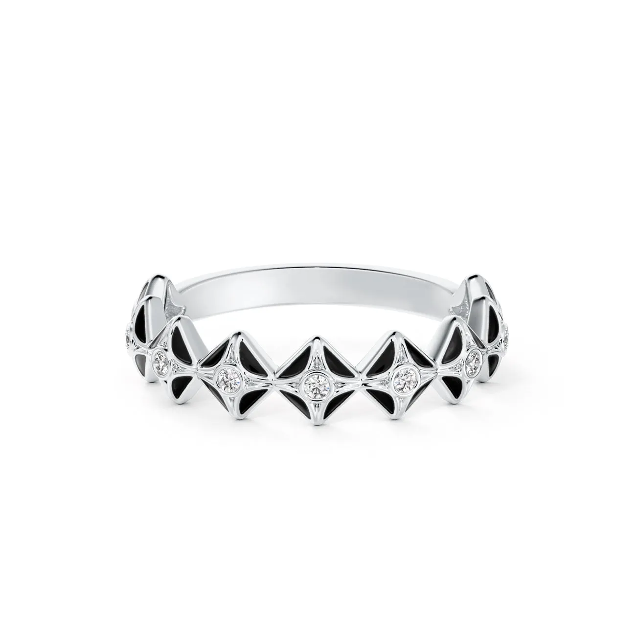 Forevermark Icon Collection Black Enamel Nine Diamond Stacking Ring