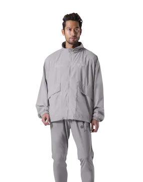 GÝM Nylon Zip Up Jacket - Light Grey