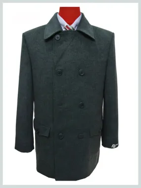 Grey Pea Coat | Retro Vintage Mod Style Wool Classic Pea Coat for Men