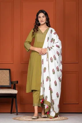 Katha Embroidered A-Line Dupatta Set