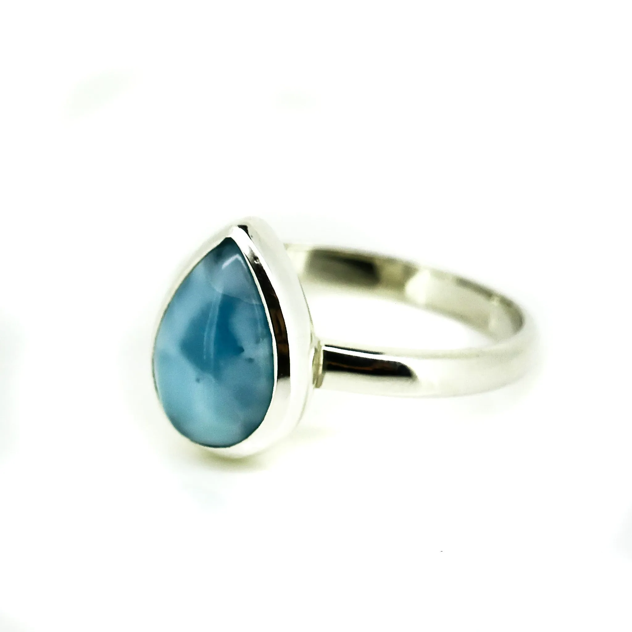 Larimar Dew Drop Silver Ring