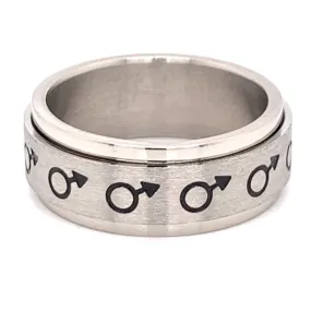 Male Symbol Spinner Stainless Steel Ring / RRJ0067