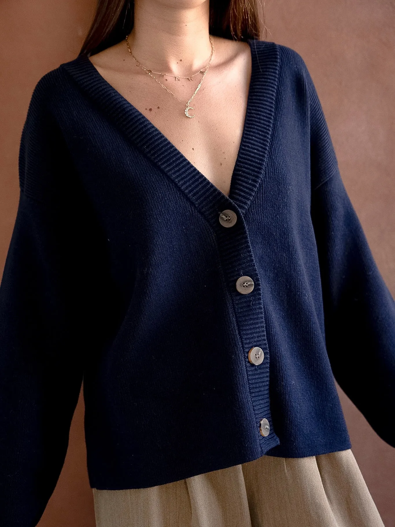 Navy Boyfriend Cardigan