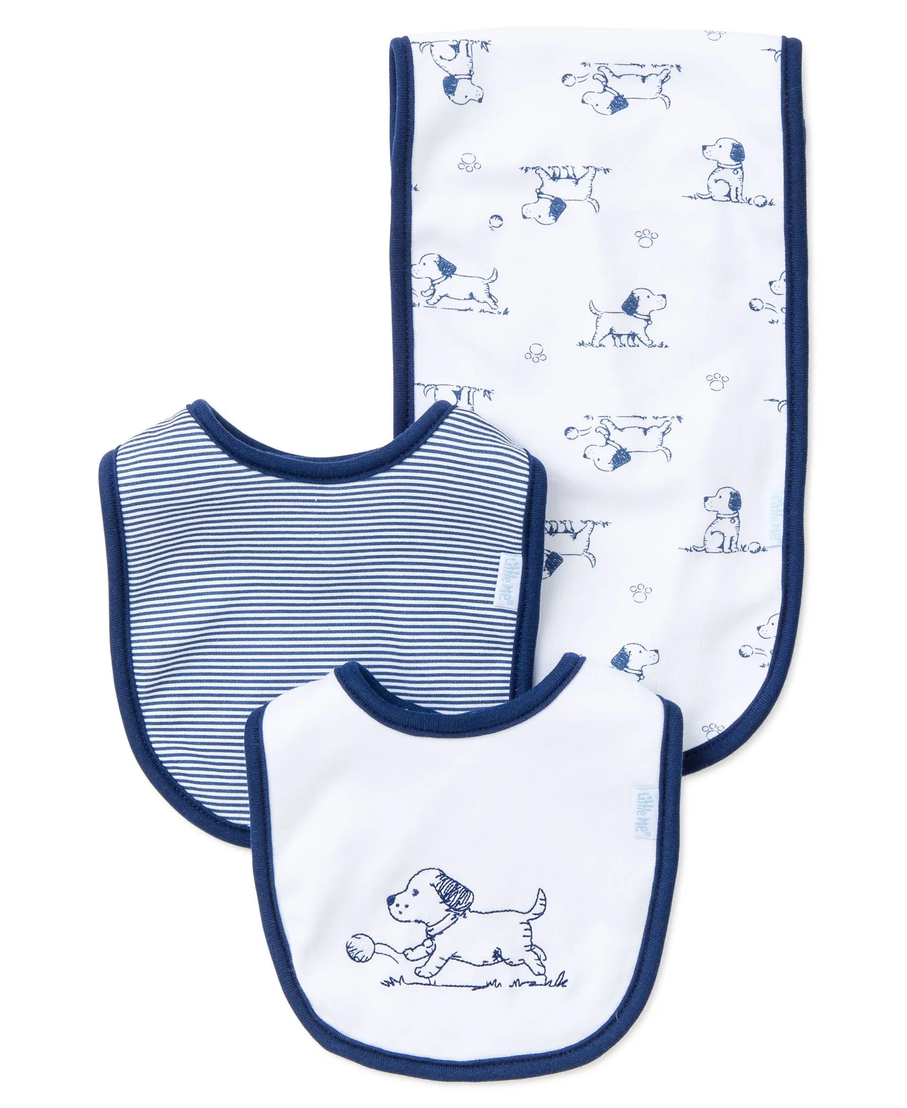 Puppy Toile Bib & Burp Set