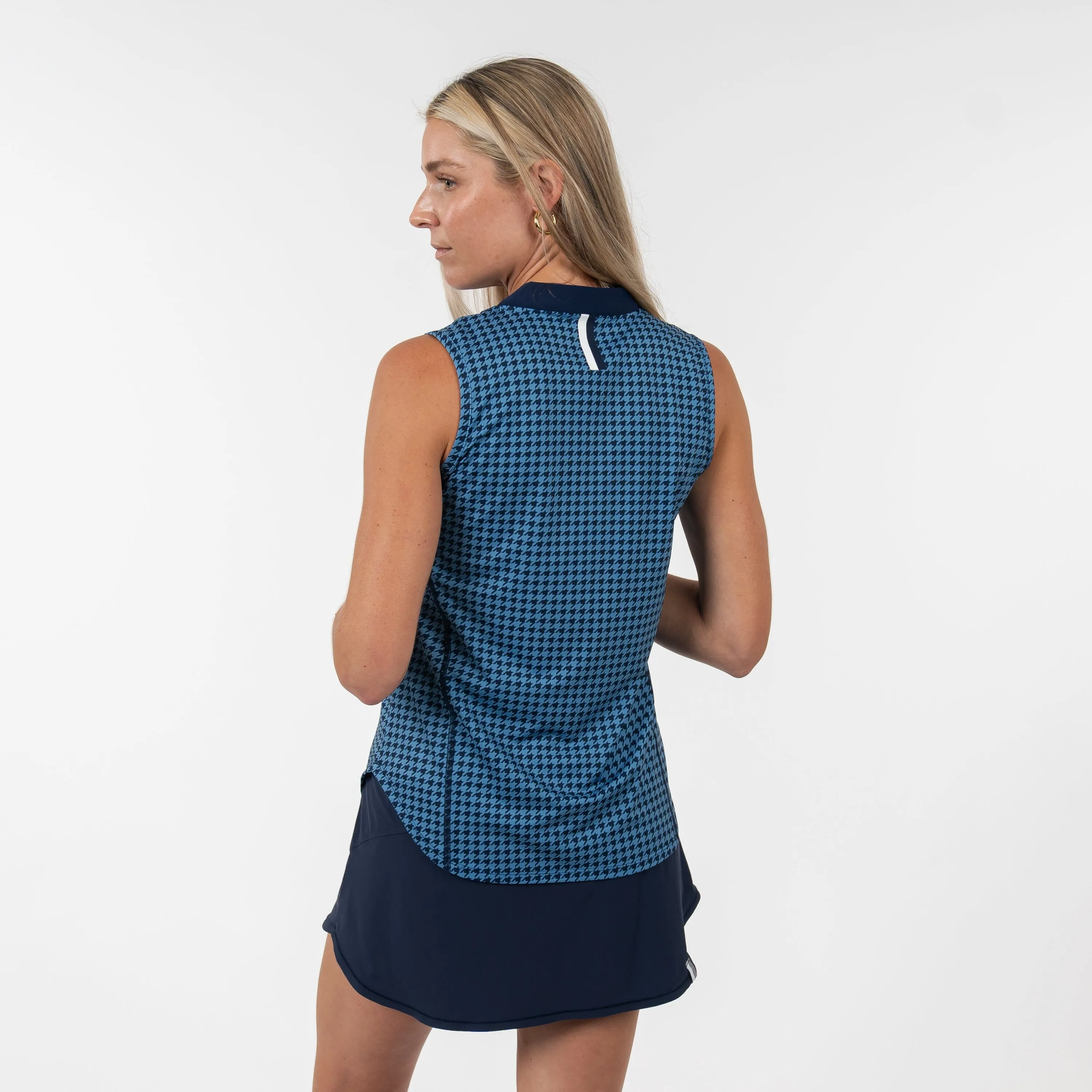 Royal Houndstooth Sleeveless Zip | The Royal Houndstooth - Highcountry Blue/Fleet Navy