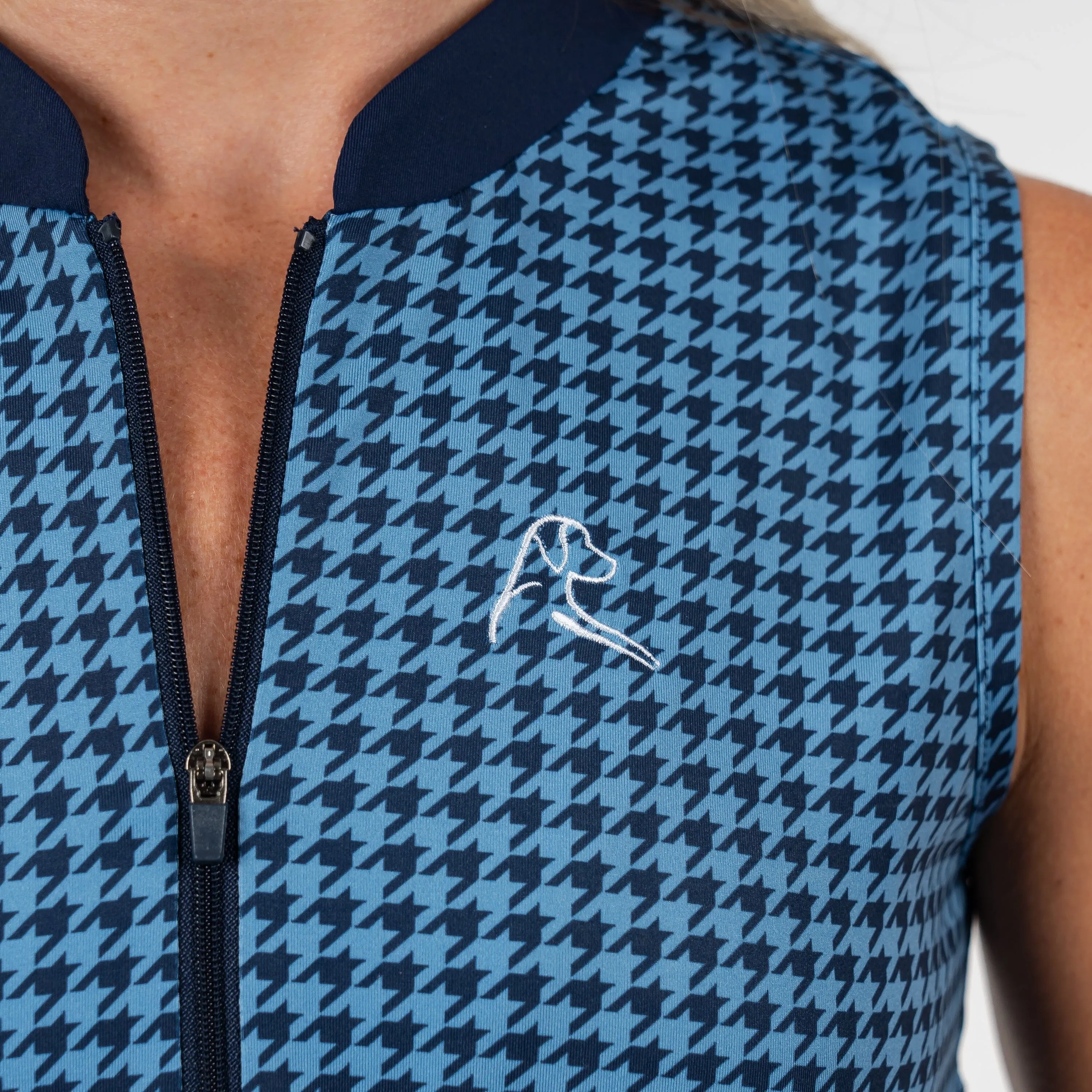 Royal Houndstooth Sleeveless Zip | The Royal Houndstooth - Highcountry Blue/Fleet Navy