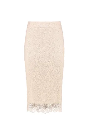 RUBIA PINK-HUED LACE PENCIL SKIRT