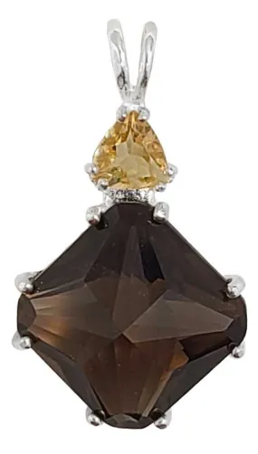 Smokey Quartz Small Magician Stone? with Trillion Golden Topaz