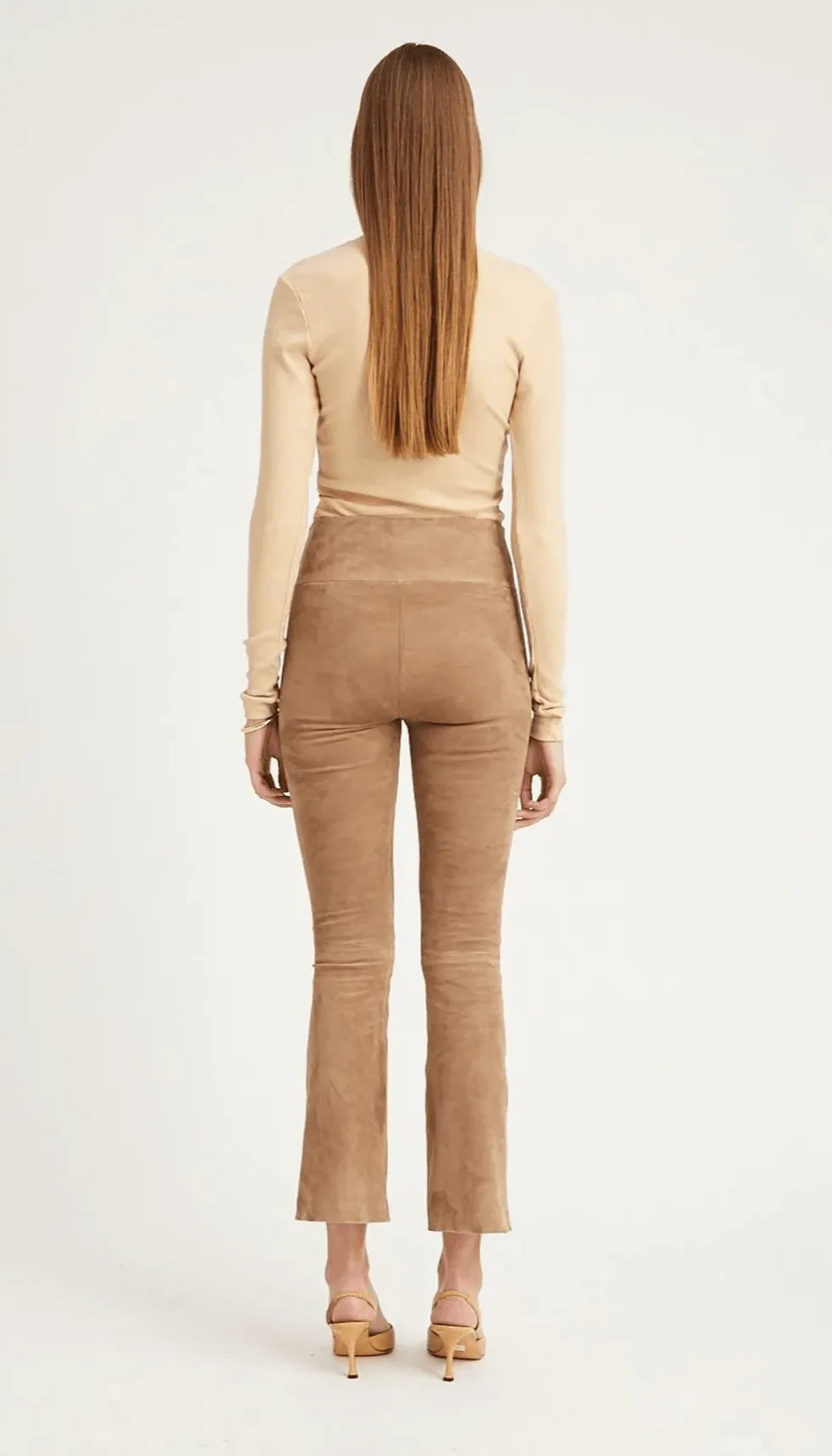 Suede Crop Flare in Mushroom by SPRWMN